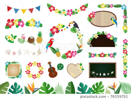Tropical, summer material illustration set (white background, no text) 76359701