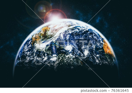 Planet earth globe view from space showing realistic earth surface and world map Planet earth globe view from space showing realistic earth surface and world map 76361645