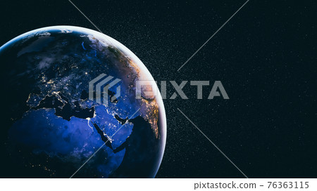 Planet earth globe view from space showing realistic earth surface and world map 76363115