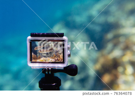 Using action-camera in waterproof box to make photos and video underwater Using action-camera in waterproof box to make photos and video underwater 76364078
