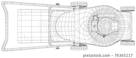 Lawn mower gasoline equipment. Gardening grass-cutter. EPS10 format. Wire-frame Vector created of 3d 76365217