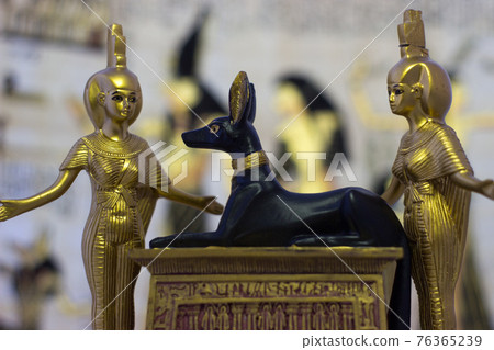 Egyptian statuettes anubis eset nebtht in gold Egyptian statuettes anubis eset nebtht in gold 76365239