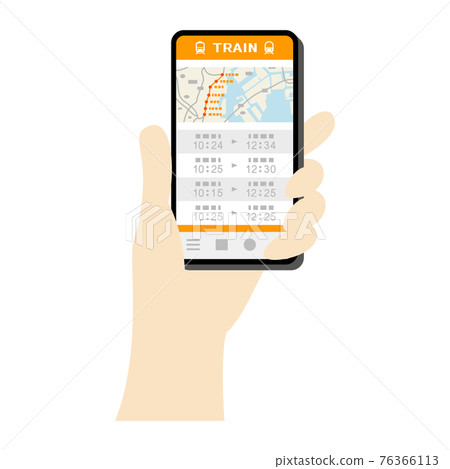 Illustration image of using the train app on a smartphone 76366113