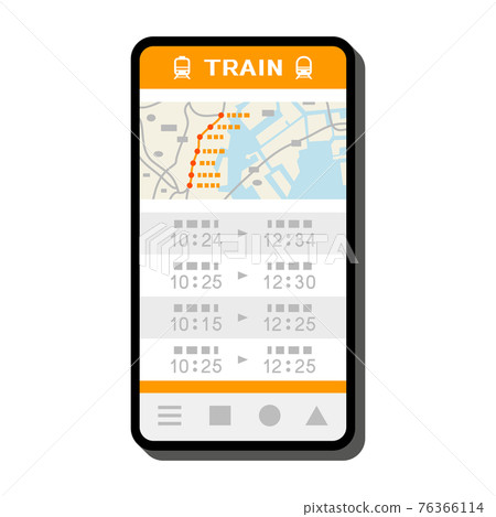 在智能手機上使用火車應用程序的插圖圖像 76366114