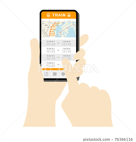 Illustration image of using the train app on a smartphone 76366116
