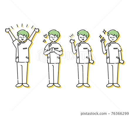 Emotional expression illustration of a male nurse in a white coat (whole body) Emotional expression illustration of a male nurse in a white coat (whole body) 76366299