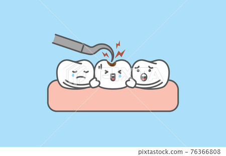 A friendly sad caries teeth cartoon character have a checkup illustration vector, Dental care concept. teeth A friendly sad caries teeth cartoon character have a checkup illustration vector, Dental care concept. teeth 76366808