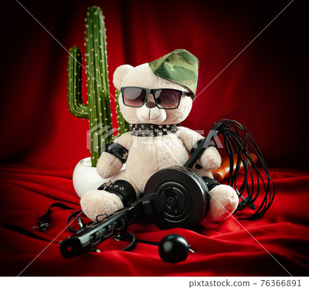 creative teddy bear in a military cap with a PPSH-41 machine gun symbol of the victory of the Red Army in World War II in bdsm belts creative teddy bear in a military cap with a PPSH-41 machine gun symbol of the victory of the Red Army in World War II in bdsm belts 76366891