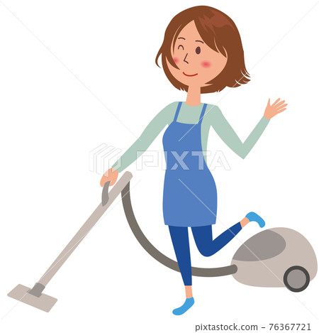 A woman cleaning a vacuum cleaner - Stock Illustration [76367721] - PIXTA