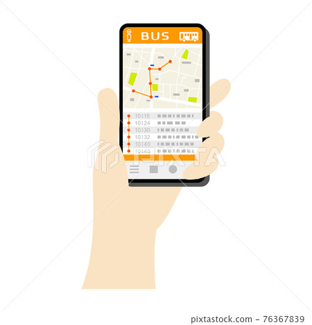 Illustration image of using the bus application on a smartphone 76367839