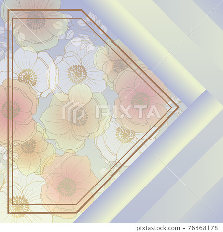 Gold invitation. With floral decoration. Delicate gradient background. The shape is angular. Original design for print and web pages. Gold invitation. With floral decoration. Delicate gradient background. The shape is angular. Original design for print and web pages. 76368178