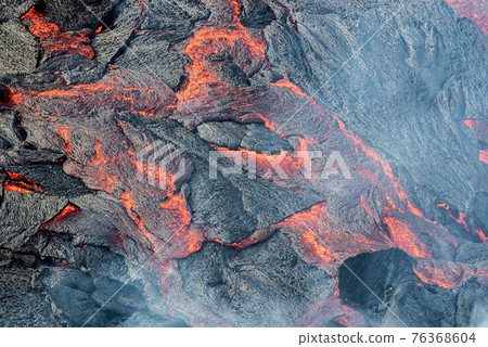 Closeup of magma in Fagradalsfjall volcanic eruption, Iceland Closeup of magma in Fagradalsfjall volcanic eruption, Iceland 76368604
