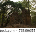 Ruins of   goal kampong tom Wat Temple with root of trees in forest  Cambodia. 76369055