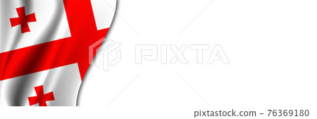 Georgia flag on white background. White background with place for text near the flag of Georgia 76369180
