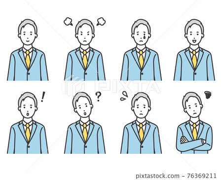 Office worker suit facial expression set 76369211
