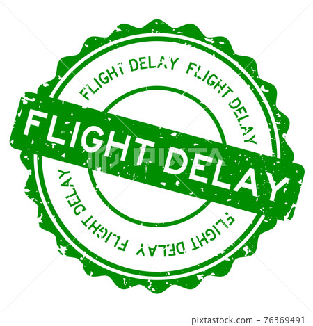 Grunge green flight delay word round rubber seal stamp on white background Grunge green flight delay word round rubber seal stamp on white background 76369491