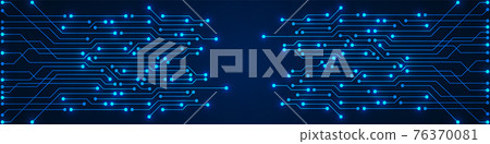 Abstract Technology Background, blue circuit board pattern with electric light, microchip, power line 76370081