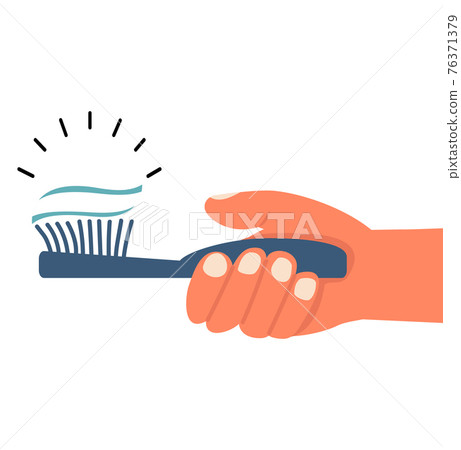 Hand with a toothbrush vector 76371379