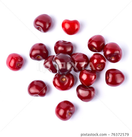 sweet cherry fruits isolated on white background sweet cherry fruits isolated on white background 76372579