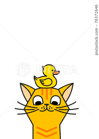 Cat with yellow rubber duck. Cat and duck - Stock Illustration [76372646] -  PIXTA