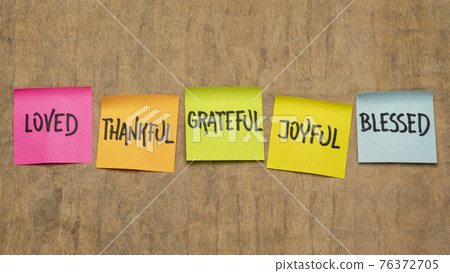 loved, thankful, grateful, joyful and blessed - inspirational reminder notes 76372705