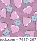 Seamless pattern with cute hearts, background for Valentine's Day. 76374267