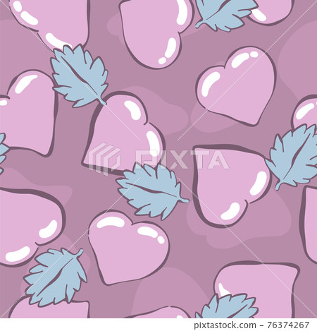 Seamless pattern with cute hearts, background for Valentine's Day. 76374267