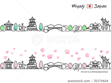 宮城縣春季城市景觀簡筆劃集 宮城縣春季城市景觀簡筆劃集 76374684