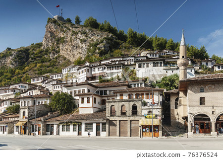 traditional balkan houses in old town of berat albania traditional balkan houses in old town of berat albania 76376524