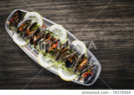 mussels in fresh zesty marinated citrus vegetable sauce seafood tapas mussels in fresh zesty marinated citrus vegetable sauce seafood tapas 76376989