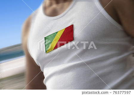 The national flag of Congo on the athlete's chest 76377597