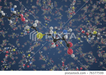 Methionine molecule, scientific molecular model, 3d rendering 76377599