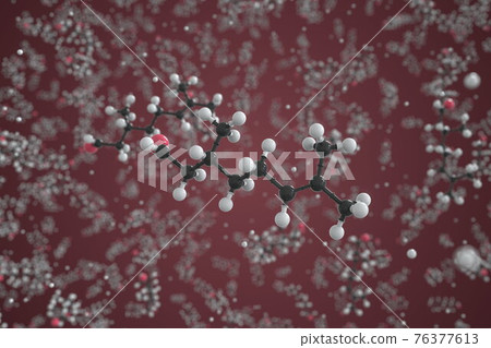 Molecule of citronellal, ball-and-stick molecular model. Scientific 3d rendering 76377613