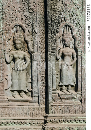 ancient asian stone carved figures in angkor wat temple cambodia ancient asian stone carved figures in angkor wat temple cambodia 76378588