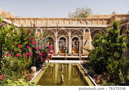 traditional middle eastern home interior garden in yazd iran 76378596