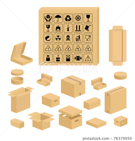 Packaging symbols and carton box set Packaging symbols and carton box set 76378950