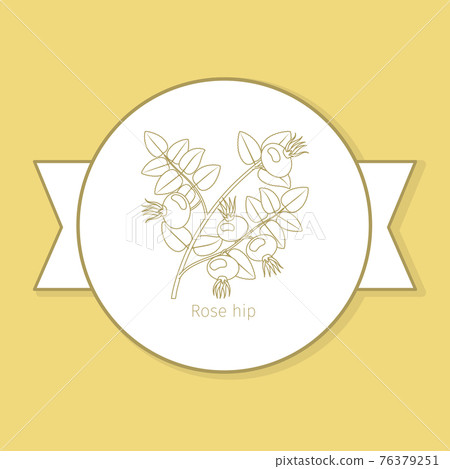 Rose hip medicine plant yellow label Rose hip medicine plant yellow label 76379251