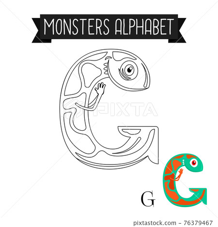 Coloring page monsters alphabet letter G 76379467