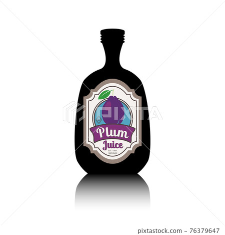 Black bottle with fruit label Black bottle with fruit label 76379647