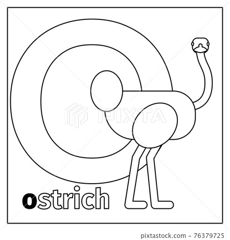 ostrich letter o coloring page stock illustration 76379725 pixta