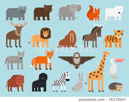 Zoo animals flat icons 76379847