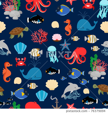 Sea pattern with fishes Sea pattern with fishes 76379894