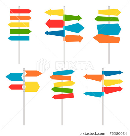 Colorful road direction signs Colorful road direction signs 76380084