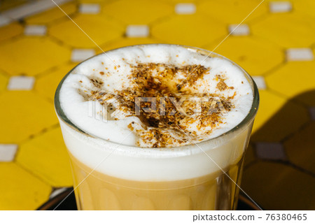 Arabian coffee with spices in Marrakesh medina. Cardamom Ramadan coffee in the oriental market 76380465