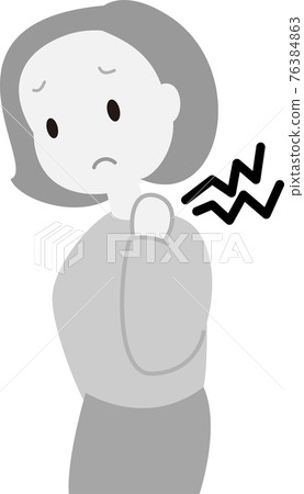 Woman with stiff shoulders, poor physical condition, gray 76384863