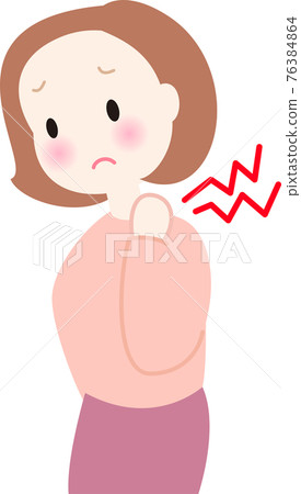 A woman with stiff shoulders is in poor physical condition A woman with stiff shoulders is in poor physical condition 76384864