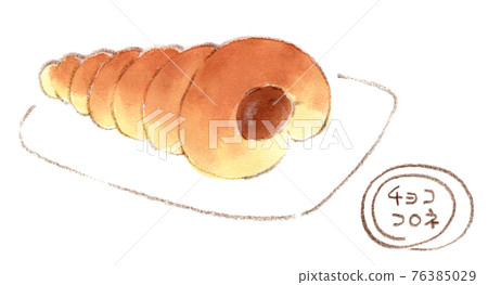 Sweet bun: watercolor illustration of chocolate cornet 76385029