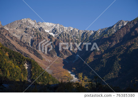 秋天的上高地【從河童橋附近眺望穗高山脈的絕景】 76385380