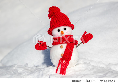 Handmade snowman in red costume Handmade snowman in red costume 76385625