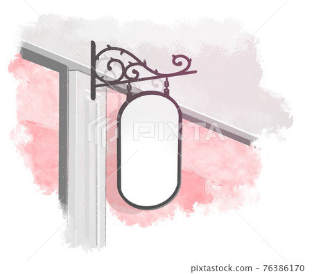Illustration of a fashionable cafe / salon signboard_pink Illustration of a fashionable cafe / salon signboard_pink 76386170